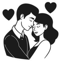 Minimalist silhouette of a young couple in unity vector
