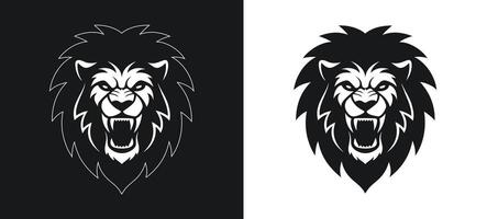 Dynamic lion silhouette in a striking pose. vector