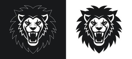 Smooth and symmetrical lion silhouette icon. vector