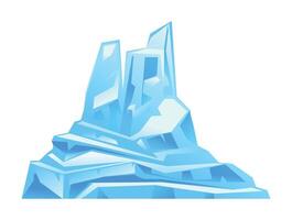 Iceberg peak with geometric shapes and frosty textures, icy mountains with snow. South and North Pole. Cartoon illustration vector