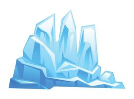 Iceberg peak with sharp, jagged edges and frosty highlights, icy mountains with snow. South and North Pole. Cartoon illustration vector
