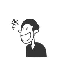 a black and white drawing of a man smiling vector