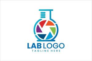 Bold fusion of lab and camera shutter, ideal for science-inspired photography branding vector