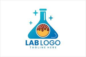 Innovative logo combining lab and takoyaki, ideal for unique culinary branding vector