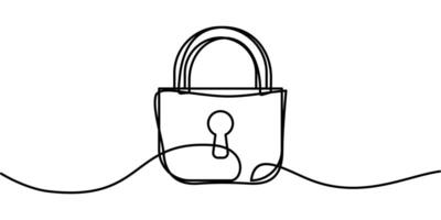 continuous line drawing of a key padlock symbol. abstract line art illustration vector