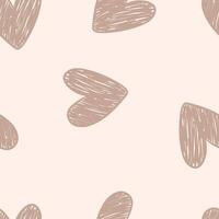 Seamless Pattern with Hand-Drawn Hearts on a Neutral Background vector