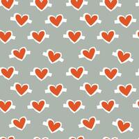 Seamless Pattern of Red Hearts on Gray Background for Valentines Theme vector