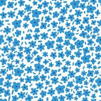 Seamless Pattern of Blue Flowers on a White Background vector
