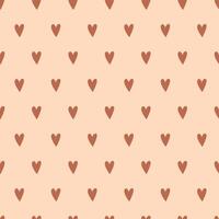 Seamless Pattern of Brown Hearts on a Beige Background vector