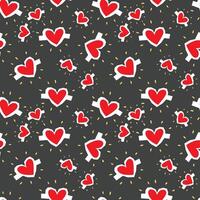 Seamless Pattern of Red Hearts with Stylized Energetic Designs on Dark Background vector