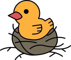 A cartoon of a yellow bird sitting in a nest vector