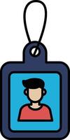 A blue tag with a man's picture on it vector