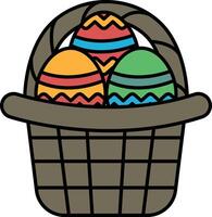 A basket of eggs with a basket handle vector
