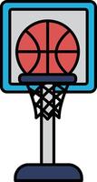A basketball hoop with a basketball in the net vector