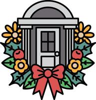 A house with a door and a bow on it vector