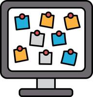A computer monitor with a bunch of sticky notes on it vector
