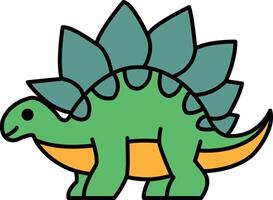 A cartoon drawing of a green dinosaur with a smile on its face vector