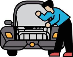 A man is working on a car engine vector
