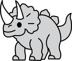 A cartoon drawing of a gray dinosaur with a horn on its head vector