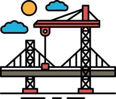 A bridge is being built with a crane in the background vector