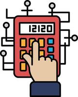 A red calculator with the number 12120 on it vector