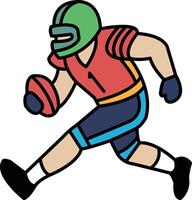 A cartoon football player is running with a football vector