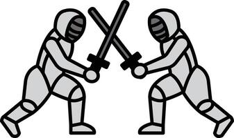 Two men are fighting with swords vector