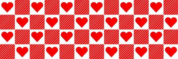 Valentine's day abstract geometric seamless pattern bauhaus. A red and white checkered pattern with hearts vector