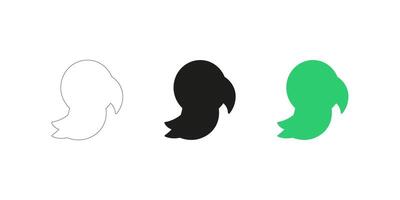 Baby Parrot Icon in Three Styles - Editable Stroke Outline, Silhouette, and Color vector