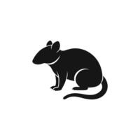 Black Silhouette of a Rat in Sitting Position on White Background vector