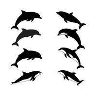 Silhouette of Jumping Dolphin vector