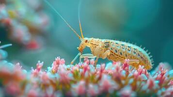 an image of a yellow bug that appears to be a type of aquatic insect. photo