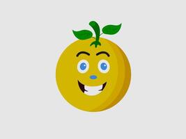 anthropomorphic lemon with a smiling face on a light gray background vector