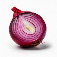 Cut in half Red onion, isolated on a white background photo
