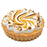 A lemon tart with a flaky crust and meringue topping png