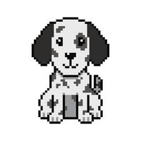 Pixel art cute dalmatian dog in retro style vector