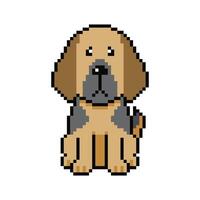 Pixel art cute great dane dog in retro style vector
