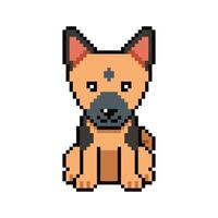 Pixel art german shepherd dog in retro style vector