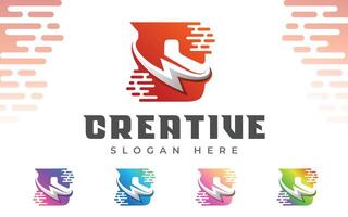 A Final PresentatiLetter C Energy logo or C Electric Logo with Lightning Icon or thunder bolt combinationon vector