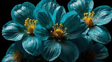 Surreal Turquoise Flowers Macro Photography photo