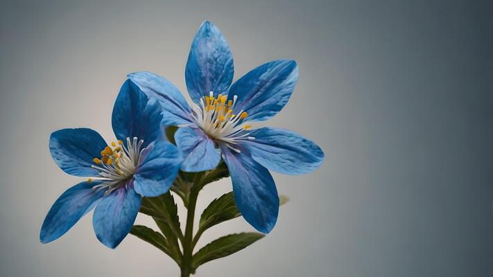 Delicate Blue Flowers Isolated on Soft Grey Background