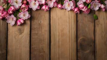 Spring Blossoms on Rustic Wooden Background photo