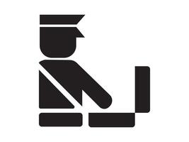 Customs clearance flat icon, Policeman inspecting luggage sign. Symbol of customs checkup and control. vector
