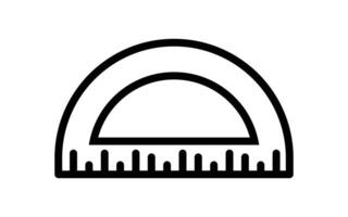 Half circle protractor for measuring angles line icon, use for math apps and websites, white background. vector
