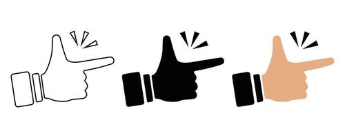 Finger snap icon set, Easy icon. Finger snapping click flick hand gesture sign. Gesture icon symbol illustration. vector