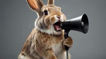 A Rabbit Shouting into a Megaphone photo