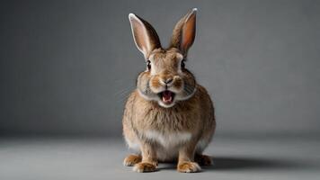 Shocked Rabbit With Open Mouth, Gazing with Surprised Expression photo