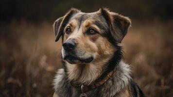 Serene Dog Portrait in Autumnal Field photo