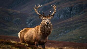 Majestic Scottish Red Deer Stag in Glen Etive Highlands photo