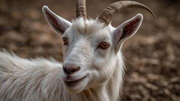 Serene White Goat in Rustic Setting photo